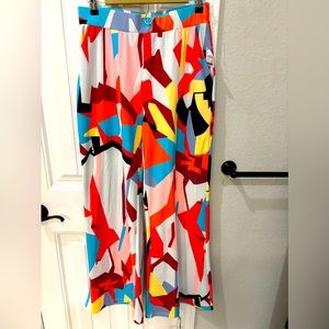 Abstract print wide leg trousers